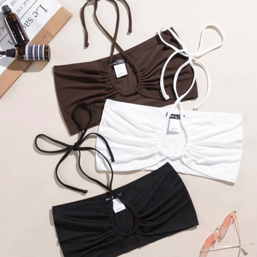 3 PIECES Tie Back Crop Tops